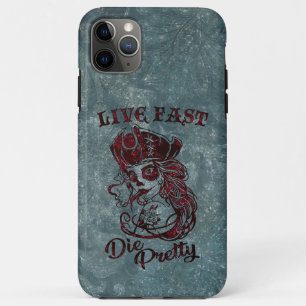 Capa Para iPhone 11 Pro Max Gótica Pirata Skull Mulher Viva Rápido Morre Bon