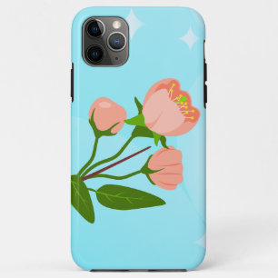 Capa Para iPhone 11 Pro Max Gradação do céu azul com ramificação primavera flo