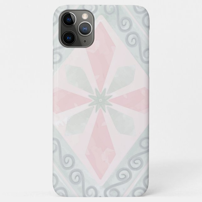 Capa Para iPhone 11 Pro Max Green and pink pastel diamond pattern (Verso)