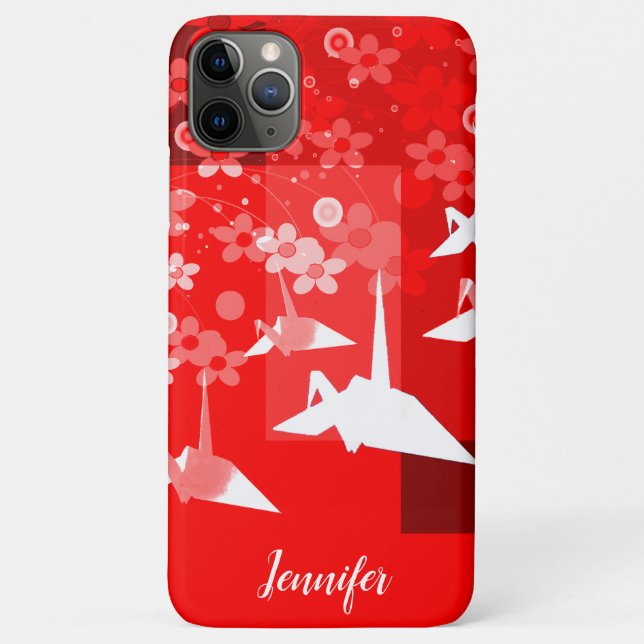 Capa Para iPhone 11 Pro Max Gruas Origami (Verso)