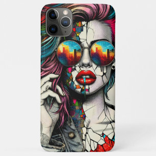 Capa Para iPhone 11 Pro Max Grunge Art   Fraturada Abstrato de Mulher