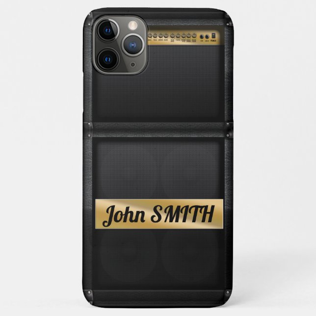 Capa Para iPhone 11 Pro Max Guitarra com nome personalizado (Verso)
