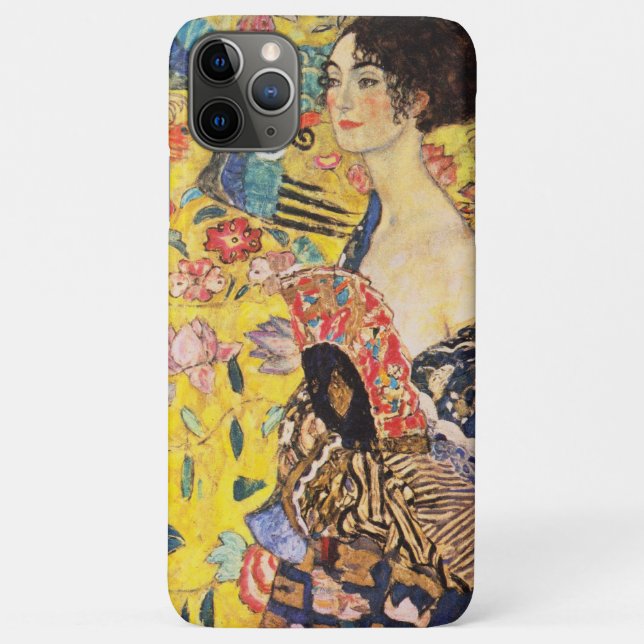 Capa Para iPhone 11 Pro Max Gustav Klimt Lady com ventilador (Verso)