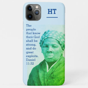 Capa Para iPhone 11 Pro Max HARRIET TUBMAN Monograma de História Negra Azul