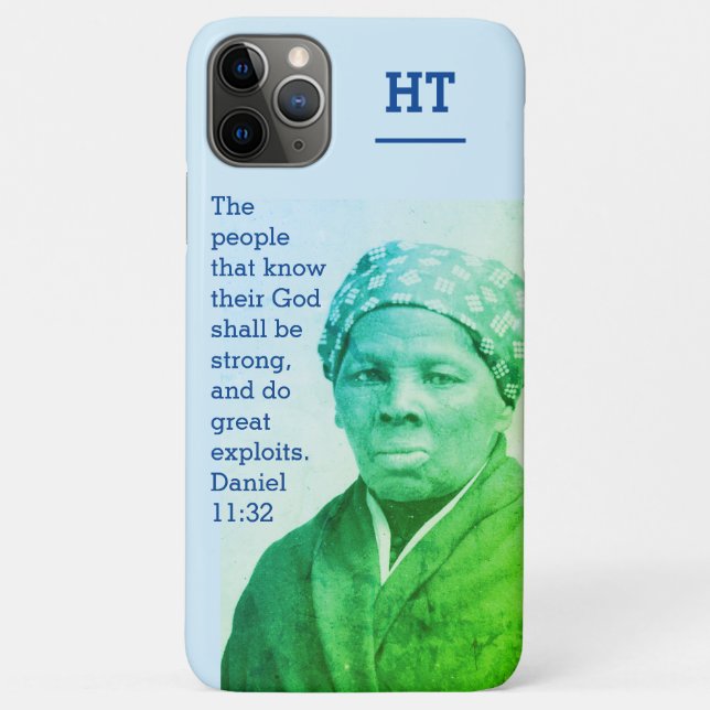 Capa Para iPhone 11 Pro Max HARRIET TUBMAN Monograma de História Negra Azul (Verso)