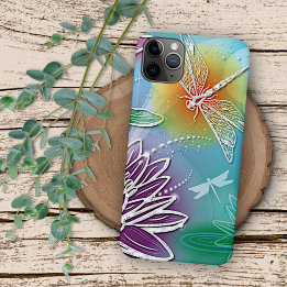 Capa Para iPhone 11 Pro Max Hip Dragonfly Bonito Arte Floral Moderna Primavera