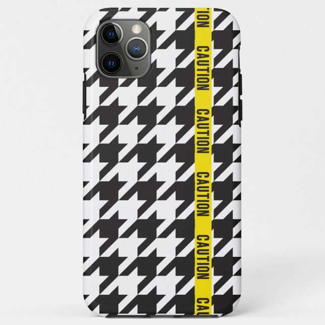 Capa Para iPhone 11 Pro Max Houndstooth Envolvido com Cuidado (Verso)