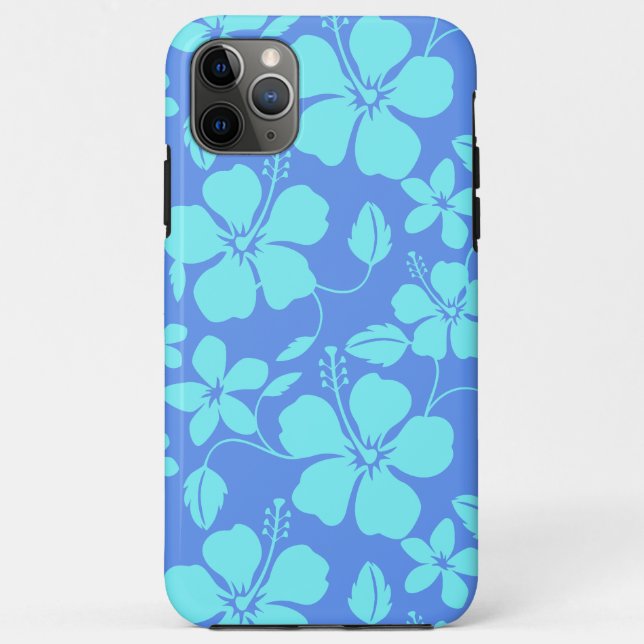 CAPA PARA iPhone 11 PRO MAX HULA HAVAIANA (HIBÍSCO) PERIWINKLE/TEAL (Verso)
