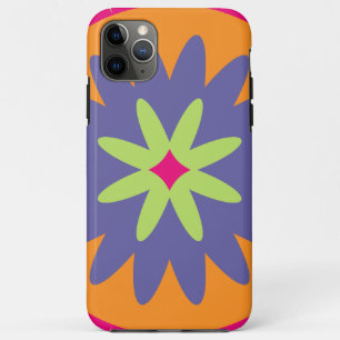 Capa Para iPhone 11 Pro Max ilustração de formas florais laranja e rosa