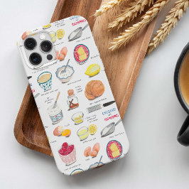 Capa Para iPhone 11 Pro Max Ilustração de Ingredientes de Panificação Vintage