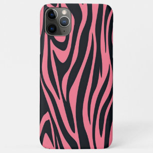Capa Para iPhone 11 Pro Max Impressão animal rosa e zebra negra