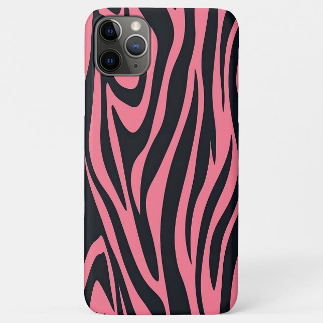 Capa Para iPhone 11 Pro Max Impressão animal rosa e zebra negra (Verso)
