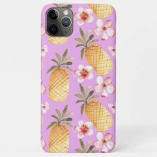 Capa Para iPhone 11 Pro Max Impressão tropical de abacaxi retrô sobre fundo li