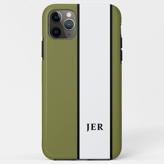 Capa Para iPhone 11 Pro Max Iniciais Mínimos Modernos de Strips Monogramas Ver (Verso)