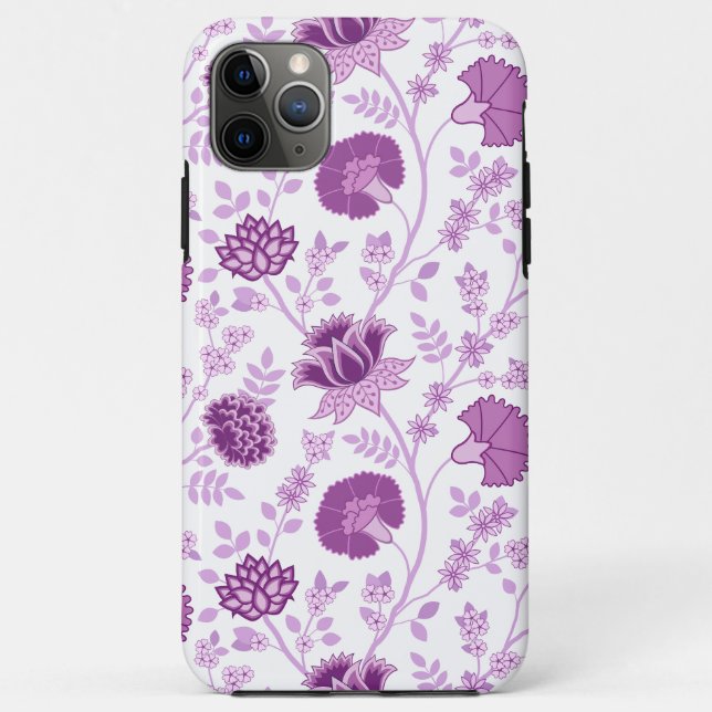Capa Para iPhone 11 Pro Max Jacobean Floral Big Pattern Pinks em Branco (Verso)