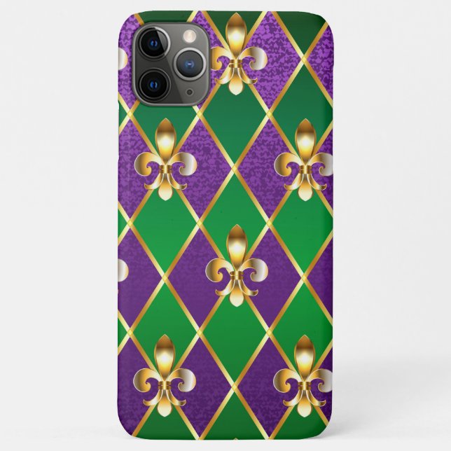 Capa Para iPhone 11 Pro Max Jewelry Background Mardi Gras (Verso)
