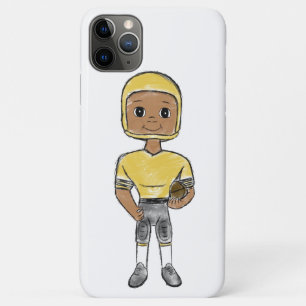 Capa Para iPhone 11 Pro Max jogador de futebol retrô vintage preto amarelo sim