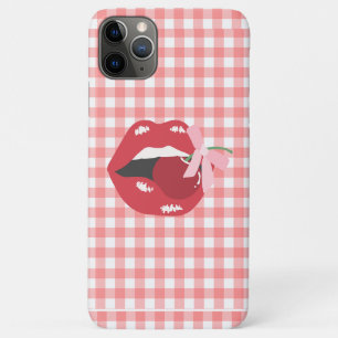 Capa Para iPhone 11 Pro Max Lábios de coquete estéticos de cereja