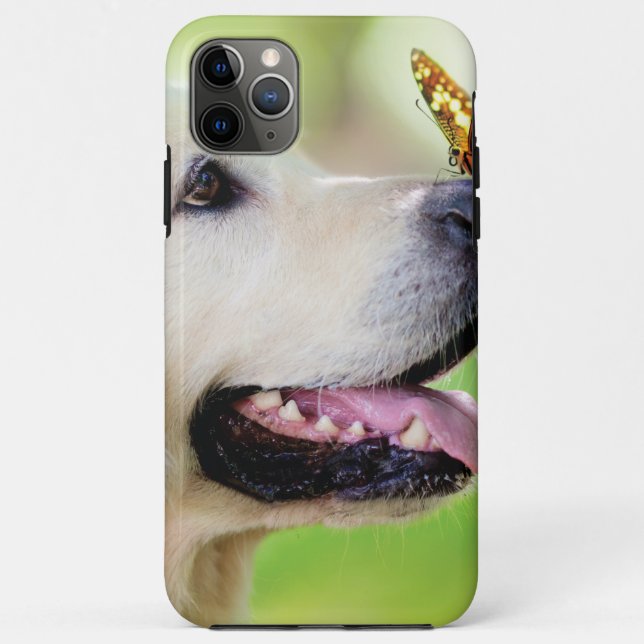 Capa Para iPhone 11 Pro Max Labrador And Butterfly Throw Pillow (Verso)