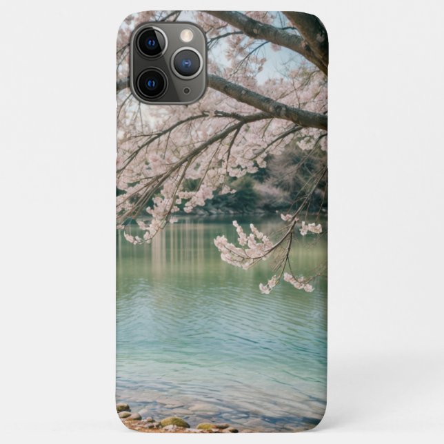 Capa Para iPhone 11 Pro Max lago florescente de cereja (Verso)