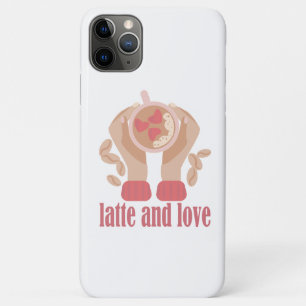 Capa Para iPhone 11 Pro Max Latite e xícara de amor, mãos e café