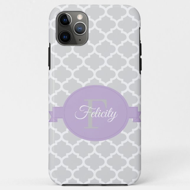 Capa Para iPhone 11 Pro Max Lavanda Quatrefoil Personalizado (Verso)