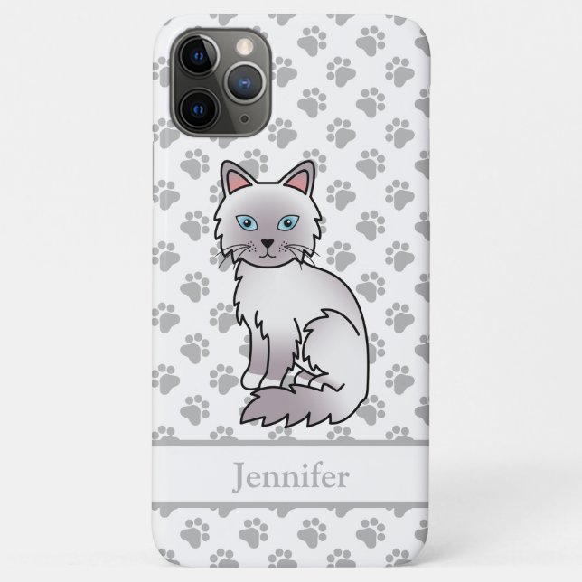 Capa Para iPhone 11 Pro Max Lilac Point Birman / Ragdoll Gato Fofo & Nome (Verso)