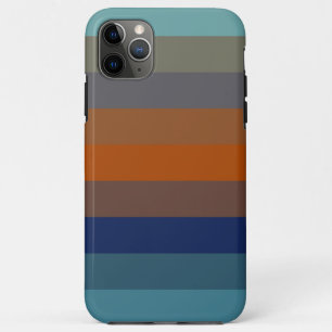 Capa Para iPhone 11 Pro Max Listras azuis, laranjas, verdes e cinzas
