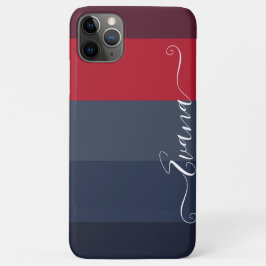 Capa Para iPhone 11 Pro Max Listras de Azul Marinho e Azul Bloco de Cor Person