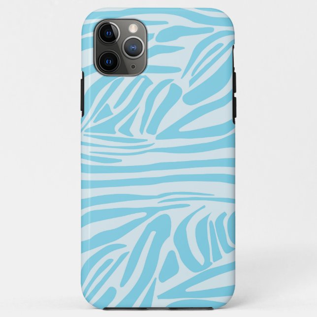 Capa Para iPhone 11 Pro Max Listras de Zebra Azuis e Brancas em Negrito (Verso)
