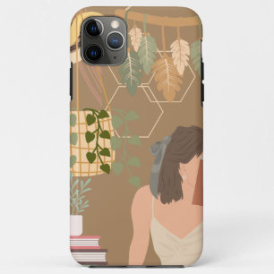 Capa Para iPhone 11 Pro Max Livro de Leitura de Mulher Estética Castanha