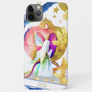 Capa Para iPhone 11 Pro Max *~* Lua Dourada Glitter Fairy Stars Heart Castle