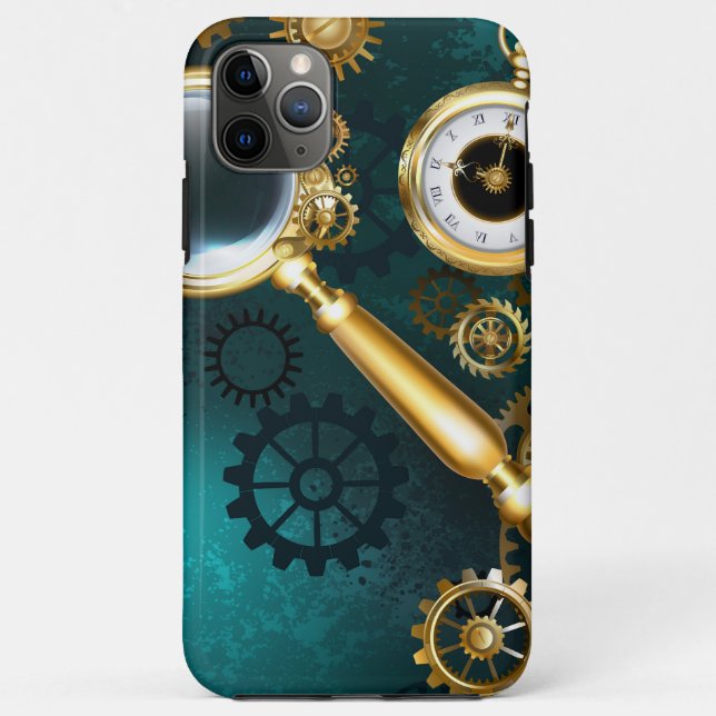 Capa Para iPhone 11 Pro Max Lupa no estilo Steampunk (Verso)