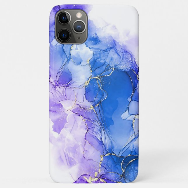 Capa Para iPhone 11 Pro Max Luxury Marble Blue Silver Glitter (Verso)