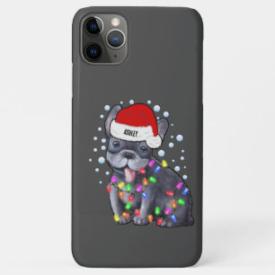 Capa Para iPhone 11 Pro Max Luz de Natal com Vibe de Bulldog Francês