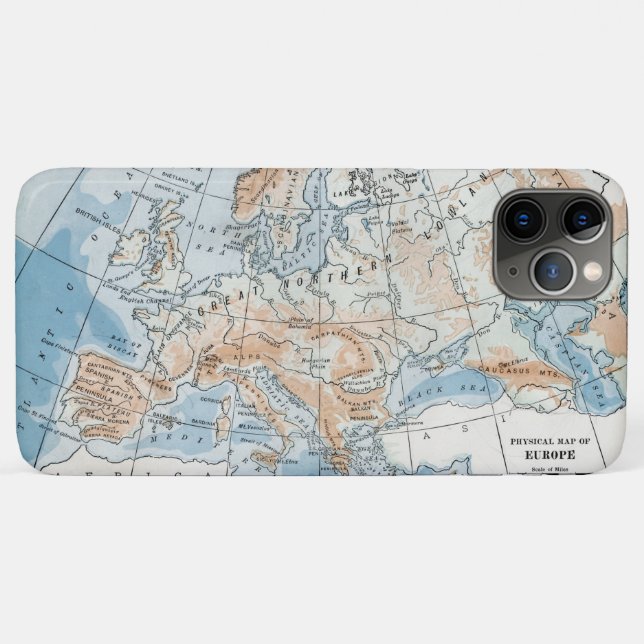 Capa Para iPhone 11 Pro Max Mapa Físico da Europa (1916) (Verso (horizontal))