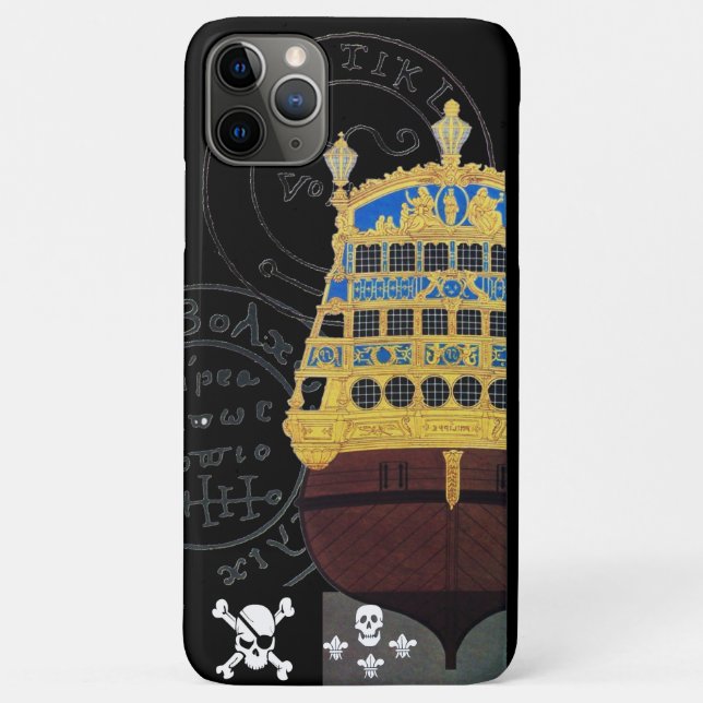 CAPA PARA iPhone 11 PRO MAX MAPAS ANTICOS GALLEON E PIRATAS (Verso)