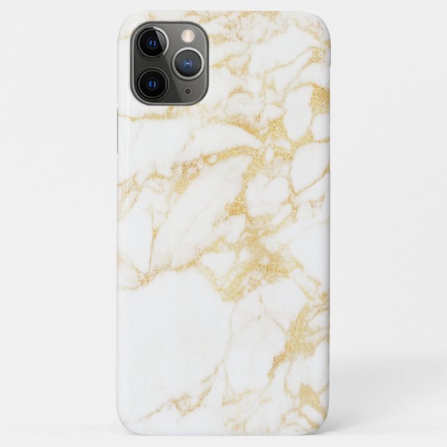 Capa Para iPhone 11 Pro Max Marble branco e Dourado (Verso)