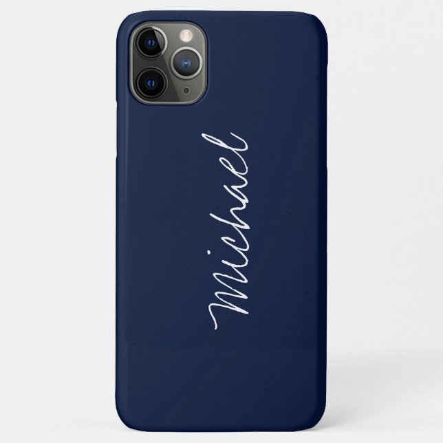Capa Para iPhone 11 Pro Max Marinho de nome personalizado azul (Verso)