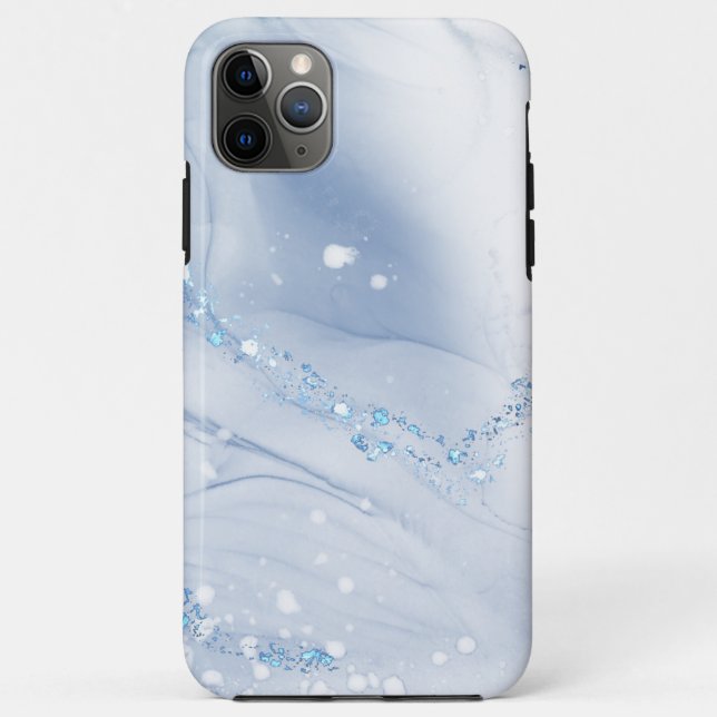 Capa Para iPhone 11 Pro Max Mármore Azul Empoeirado de Pedra Moderna (Verso)