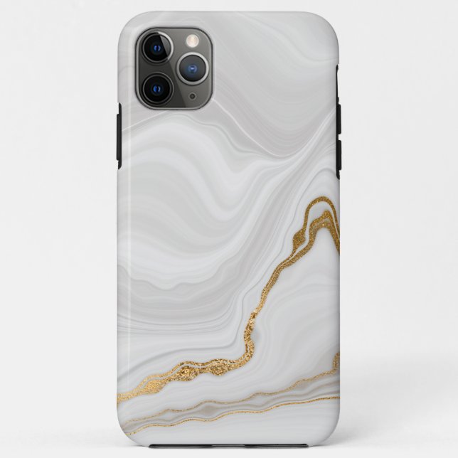 Capa Para iPhone 11 Pro Max Mármore Branco e Dourado Elegante (Verso)