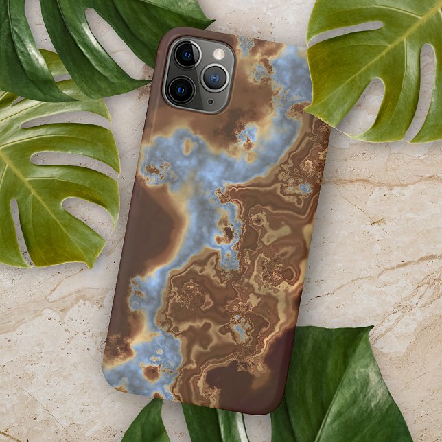 Capa Para iPhone 11 Pro Max Mármore Geodo Azul Bege Marrom Escuro Arte (Criador carregado)