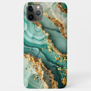 Capa Para iPhone 11 Pro Max Mármore Verde e Dourado Elegante