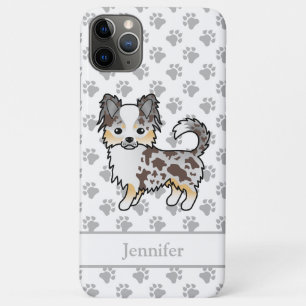 Capa Para iPhone 11 Pro Max Merle Casaco Chihuahua Dog & Name