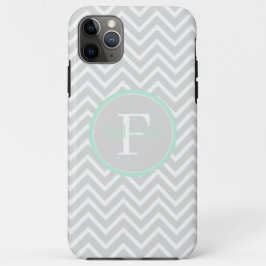 Capa Para iPhone 11 Pro Max Mint Green Chevron Monograma