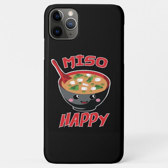 Capa Para iPhone 11 Pro Max Miso Happy Funny Comida Kawaii (Verso)