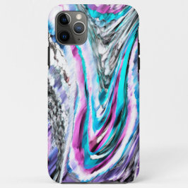 Capa Para iPhone 11 Pro Max misto de gradiente e chuviscado, ciano e rosa