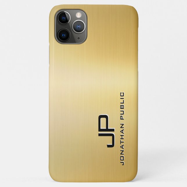 Capa Para iPhone 11 Pro Max Modelo monograma personalizado com aspecto metálic (Verso)