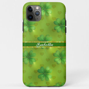 Capa Para iPhone 11 Pro Max Modern Clover 4 Lista Coleção Verde