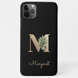 Capa Para iPhone 11 Pro Max Monograma Botânico Elegante - Letra Dourada M